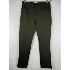 Quince Women's Large Ultra-Stretch Ponte Straight Leg Pants Olive Green DKBIZ01